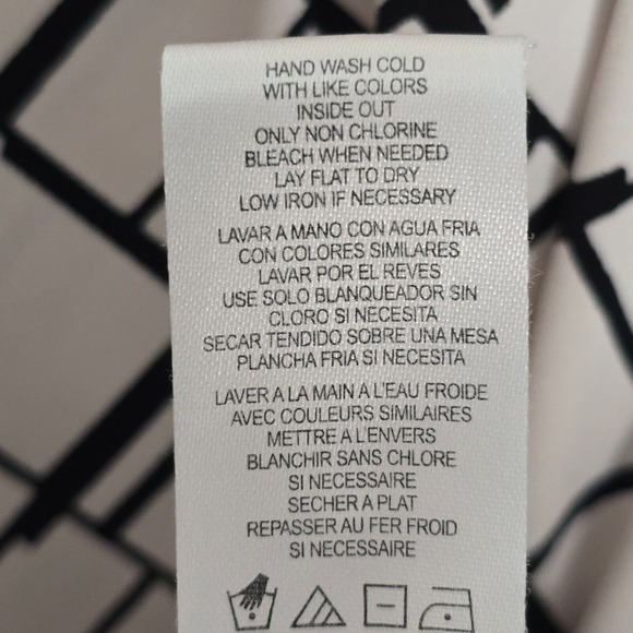 Karl Lagerfeld Womens Long Sleeve Blouse Size Medium White Black Check Career - Picture 7 of 12